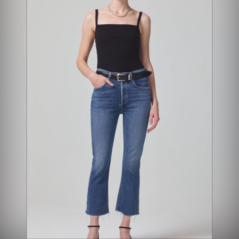Citizens of Humanity Isola Cropped Bootcut Jeans in Lawless